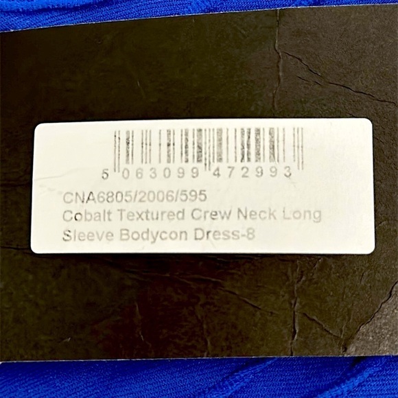 PrettyLittleThing crew neck body con textured cobalt blue long sleeve size 4 - Picture 9 of 13